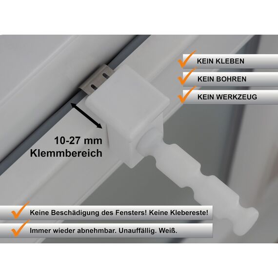 dekohaken24.de 4x Fensterhaken/Dekohaken mit Distanzhalter - ideal für Fenster- oder Weihnachstdekoration, Klemmbereich 10-27 mm (weiß, M)