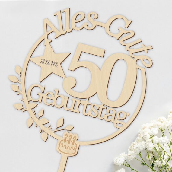 Giftota Cake Topper 95. Geburtstag Holz Mit LED Lichterkette - Deko Und Tortendeko - Kuchen Deko für Frauen Und Männer