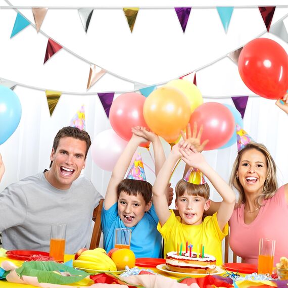 Wimpelkette Outdoor Pastell 4 Stück– GREATRIL 16M Metallic Girlande Kinderzimmer Kunststoffe Wetterfest Wimpel für Garten Klassentreffen Abschluss Garten Geburtstag Ostern Schulkind Party Deko