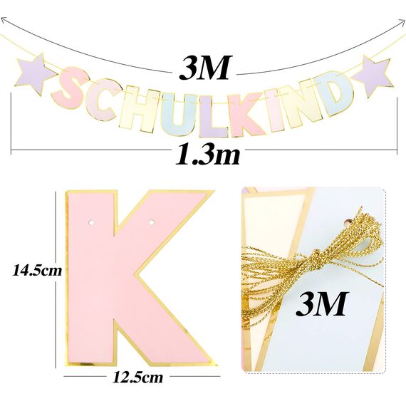 BETESSIN Schulkind Girlande Pastell Deko Einschulung Mädchen Schulanfang Banner Hänge Deko für Schuleinführung Junge und Mädchen Einschulungsfeier Schulstart 1. Schultag