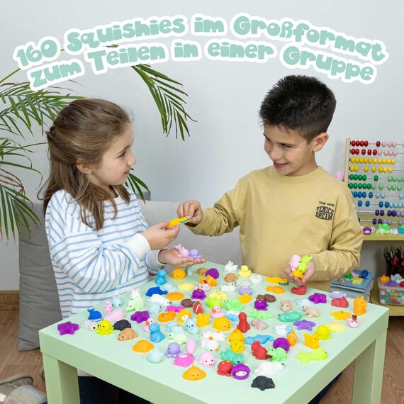 BONNYCO Mochi Squishy Set Mitgebsel Kindergeburtstag Gastgeschenke, 160 Stück Kleine Geschenke für Kinder. Mitbringsel Kindergeburtstag Gastgeschenk, Pinata Füllung. Give Aways, Einschulung Set