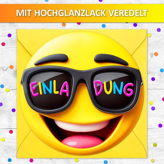 12x Smiley EINLADUNGSKARTEN KINDERGEBURTSTAG Junge Mädchen + 12x Umschläge - die Emoji PARTY Karten sind die lustige Smiley EINLADUNG für Jungen Kinder GEBURTSTAG Schulanfang Kinderparty witzig
