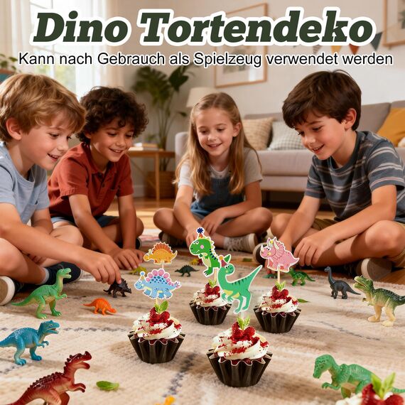 Giftota 21 Stück Dino Tortendeko Set – Dino kindergeburtstag Deko mit Dinosaurierfiguren & Torte Topper - Dino Kuchen Deko für Kinder Geburtstag & Dinosaurier Party