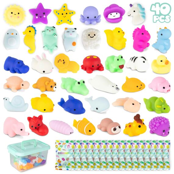 BONNYCO Mochi Squishy Set Mitgebsel Kindergeburtstag Gastgeschenke, 40 Stück Kleine Geschenke für Kinder. Mitbringsel Kindergeburtstag Gastgeschenk, Pinata Füllung. Give Aways, Einschulung Set