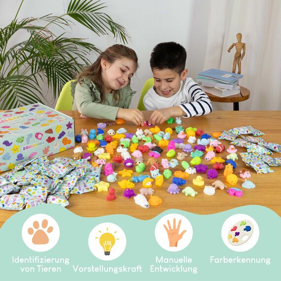 BONNYCO Mochi Squishy Set Mitgebsel Kindergeburtstag Gastgeschenke, 160 Stück Kleine Geschenke für Kinder. Mitbringsel Kindergeburtstag Gastgeschenk, Pinata Füllung. Give Aways, Einschulung Set
