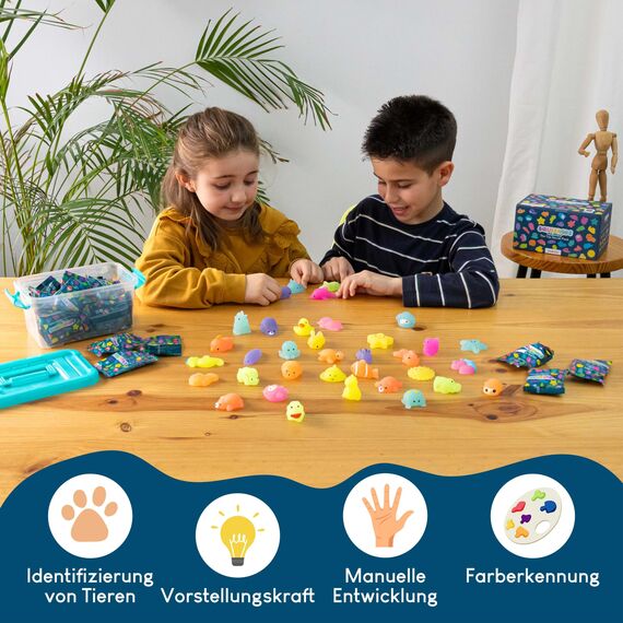 BONNYCO Mochi Squishy Set Mitgebsel Kindergeburtstag Gastgeschenke, 40 Stück Kleine Geschenke für Kinder sie Leuchten im Dunkeln. Mitbringsel Kindergeburtstag Gastgeschenk, Pinata Füllung