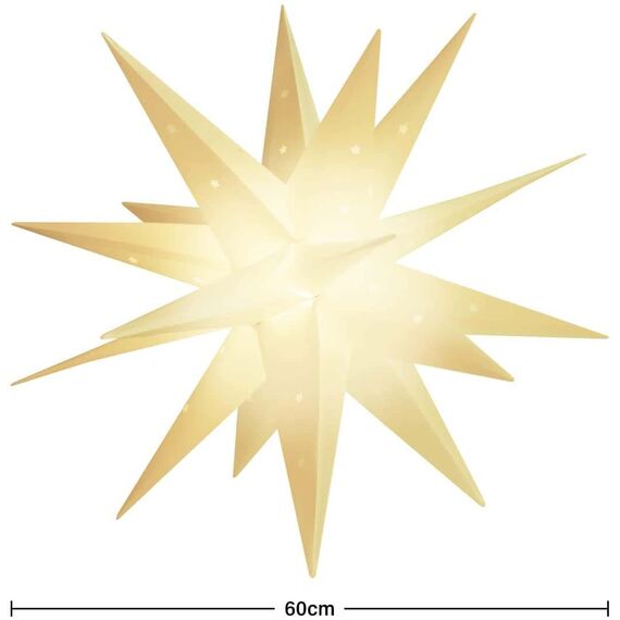 SALCAR 60cm Weihnachtsstern Beleuchtet Außen, 3D XXL Leuchtstern Fenster Innen zum Aufhängen, Adventsstern Fenster Weihnachtsdekoration Outdoor, Warmweiß