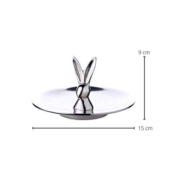 EDZARD Keksschale Hase Louis (Duchmesser 15 cm, Höhe 9 cm), Aluminium vernickelt, Osterdeko, Ostern