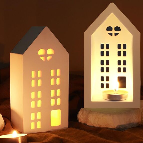 3D Silikonformen Gießformen Häuser, DIY Gießform für kleine Häuser, LeuchterSilikonformen, Silikon Gießform Weihnachten für Weihnachtsdekoration, Geeignet für die DIY-Heimdekoration Kunsthandwerk