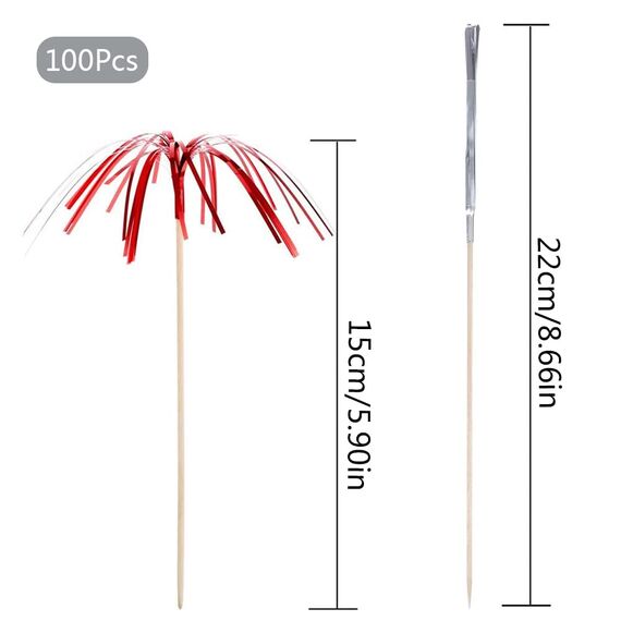 OMIGA 100 Stücke Cocktail Feuerwerk Dekoration Drink Dekoration Glitzerpalmen Cocktailspieße für Geburtstagsbars Obst Snacks Party Weihnachtsdekoration Deko Usw (Mehrfarbig)