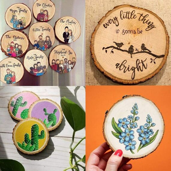 Holzscheiben 25 Stück Holz Log Scheiben 8-9 cm Baumscheiben mit Rinde unlackiertes Holz-Bastelset ungebohrte Holzkreise mit Rinde für Kunst Malerei Weihnachtsdekoration DIY Handwerk