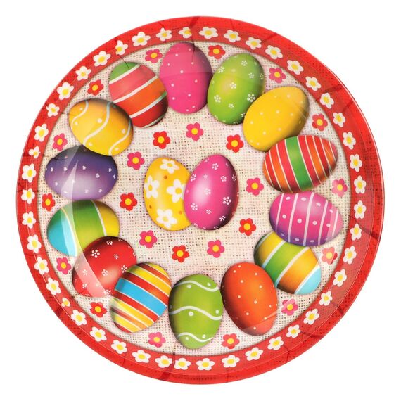 com-four® 6x Osterteller aus Melamin - Deko-Teller für Ostern - Osternest mit Osterhasen- und Ostereier-Motiven [Auswahl variiert] (6 Stück - Oster-Design)