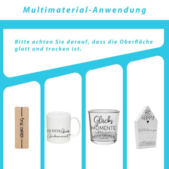 FloraVigo Rub On Sticker ca.A5 19x14cm-Spruch Deko zum Geburtstag, Keraflott, Hochzeit, Zuhause, Wischfolie für Möbel, Glas, Holz, Fotoalbum, DIY Deko, Aufkleberästhetik(4PCS) (Lucky Moment)
