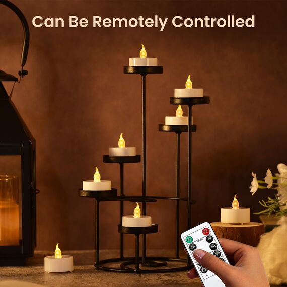 cimetech 24 LED Teelichter mit Timer Fernbedienung Flammenlose Elektrische Flackernde Batteriebetriebene Kerzen für Zuhause, Zimmer, Tisch, Halloween, Weihnachtsdekoration