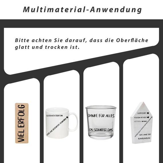 FloraVigo Rub On Sticker ca.A5 19x14cm-Spruch Deko zum Geburtstag, Keraflott, Hochzeit, Zuhause, Wischfolie für Möbel, Glas, Holz, Fotoalbum, DIY Deko, Aufkleberästhetik(4PCS) (MINI-SPRÜCHE)