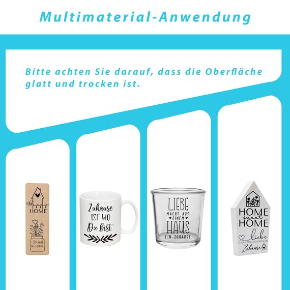 FloraVigo Rub On Sticker ca.A5 19x14cm-Spruch Deko zum Geburtstag, Keraflott, Hochzeit, Zuhause, Wischfolie für Möbel, Glas, Holz, Fotoalbum, DIY Deko, Aufkleberästhetik(4PCS) (Home)