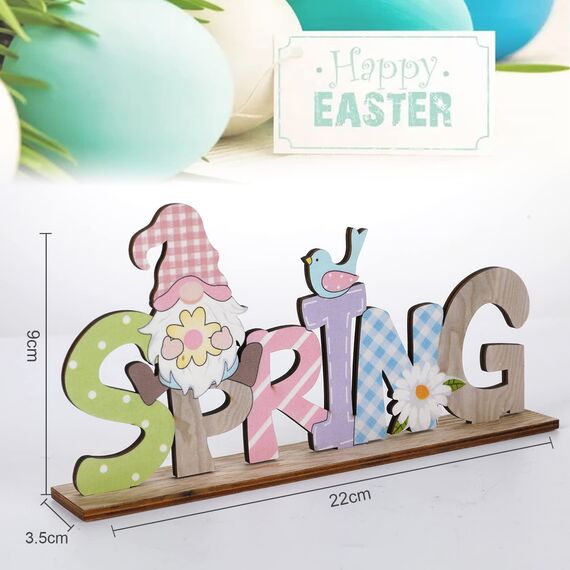 AoHkers Ostern Deko, Frühlingsdeko Osterdeko Ostern Holz Schriftzug Aufsteller mit Osterhasen, Osterdekoration Tischdeko Home Deko