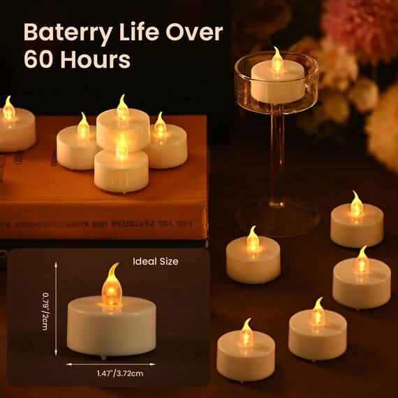 cimetech 24 LED Teelichter mit Timer Fernbedienung Flammenlose Elektrische Flackernde Batteriebetriebene Kerzen für Zuhause, Zimmer, Tisch, Halloween, Weihnachtsdekoration