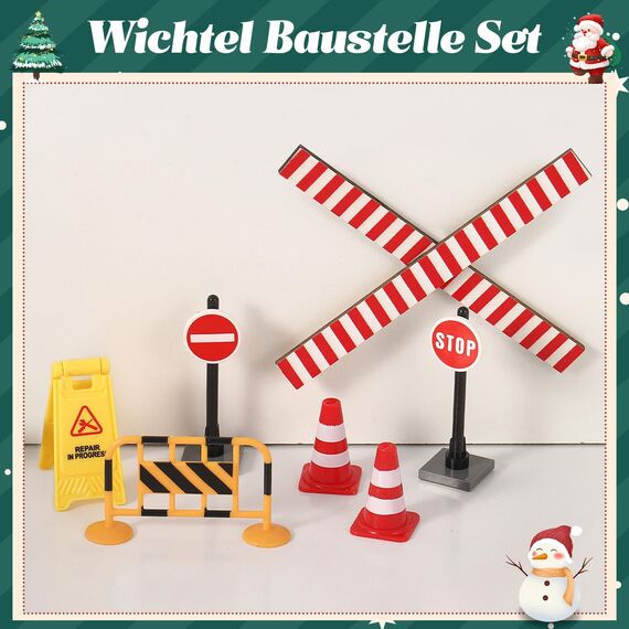 Fulasofia Wichteltür Set 64 PCS, Wichtel Zubehör Weihnachten, Wichtel Baustelle Set, Weihnachtswichtel Set, Miniatur Wichtel Zubehör, Weihnachtsdekoration mit Miniatur Briefkästen, Zäun, Kranz