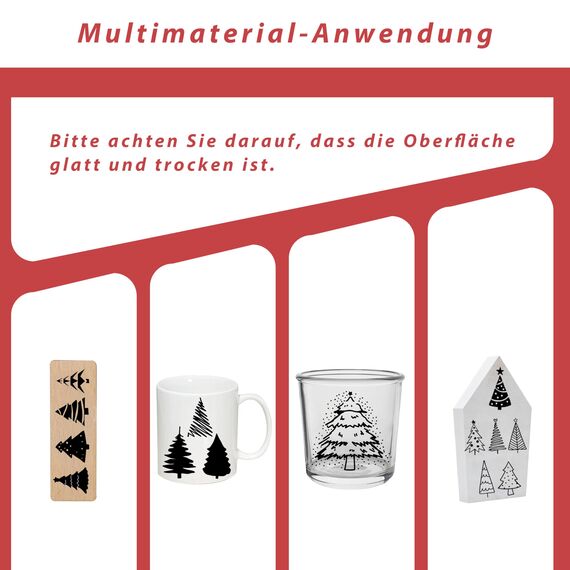 FloraVigo Rub On Sticker ca.A5 19x14cm-Abwischbare Folie für Weihnachtsdekoration, Keraflott, Zuhause, Möbel, Glas, Holz, Fotoalbum, DIY-Dekoration, Aufkleberästhetik(4PCS) (TANNENBAUM)