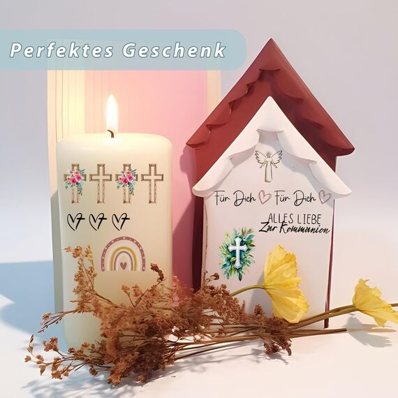 FloraVigo Rub On Sticker ca.A5 19x14cm-Spruch Deko zum Geburtstag, Keraflott, Hochzeit, Zuhause, Wischfolie für Möbel, Glas, Holz, Fotoalbum, DIY Deko, Aufkleberästhetik(4PCS) (Kommunion)
