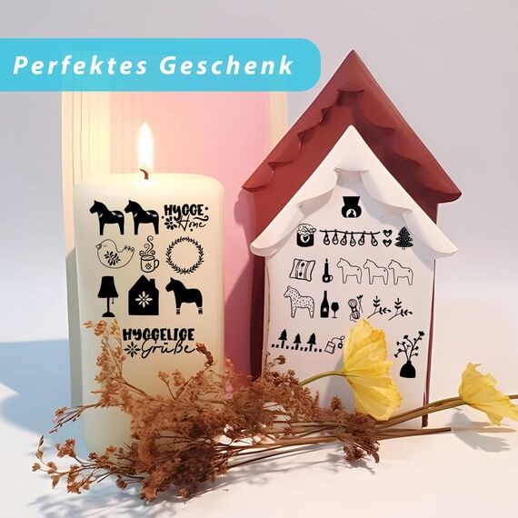 FloraVigo Rub On Sticker ca.A5 19x14cm-Spruch Deko zum Geburtstag, Keraflott, Hochzeit, Zuhause, Wischfolie für Möbel, Glas, Holz, Fotoalbum, DIY Deko, Aufkleberästhetik(4PCS) (HYGGE)