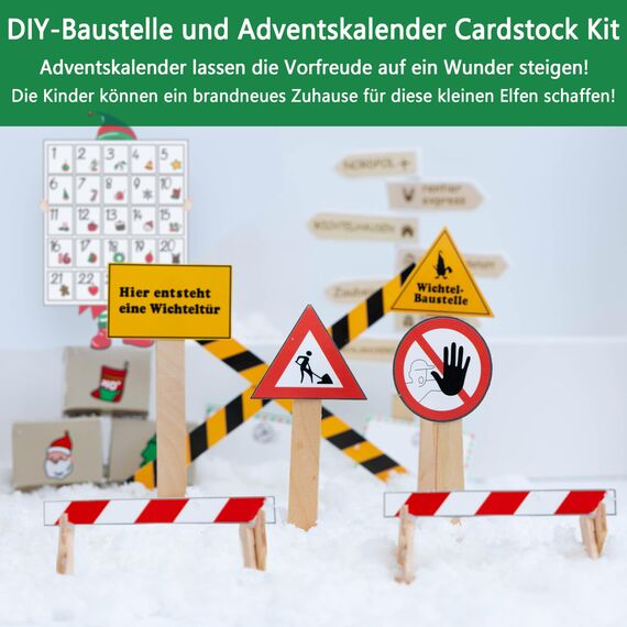 Qanmua 51 Stück Wichteltür Set, Weihnachten Elfentür, Wichtel Zubehör Im Dunkeln Leuchten, Backset, Baustelle, Adventskalender, Miniatur Wichtel Zubehör, Weihnachtsdekoration, DIY Geschenk für Kinder