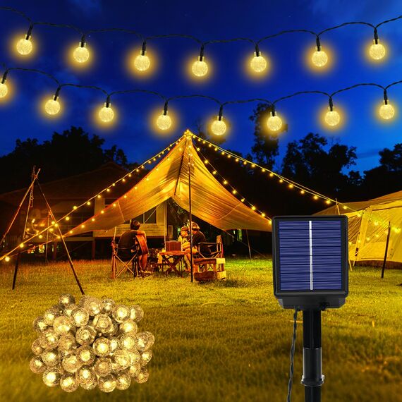 Lichterkette Außen Solar Wetterfest, 60 LED Warmweiß 3M + 10,2M 8 Modi IP65 Outdoor Solarlichterkette aussen Wetterfeste Lampions für Balkon Terrassen Garten Bäume Weihnachtsdekoration Festival Deko