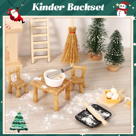 Fulasofia Wichteltür Set 64 PCS, Wichtel Zubehör Weihnachten, Wichtel Baustelle Set, Weihnachtswichtel Set, Miniatur Wichtel Zubehör, Weihnachtsdekoration mit Miniatur Briefkästen, Zäun, Kranz