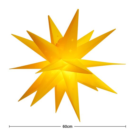 SALCAR 60cm Weihnachtsstern Beleuchtet Außen, 3D Leuchtstern Fenster Innen zum Aufhängen, LED Stern Weihnachtsdekoration Outdoor, Gelb