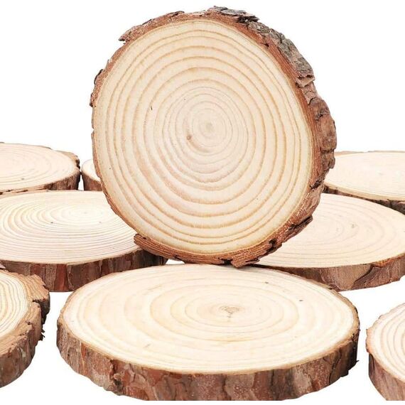 Holzscheiben 20 Stücke Holz Log Scheiben 9-10cm Unvollendete Holzkreise Ungebohrte Holzkreise ohne Loch für DIY Handwerk Holz-Scheiben Hochzeit Mittelstücke Weihnachten Dekoration Baumscheibe