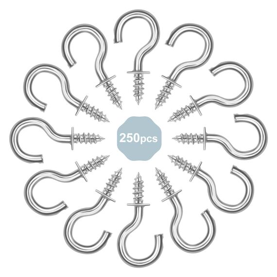 vsshe Schraubhaken Edelstahl, 250 Klein Deckenhaken Wandhaken 1/2 Zoll, für Innen und Außen hängende Pflanzen Kunst Dekorationen Schlüssel Weihnachtsdekoration Schraubhaken