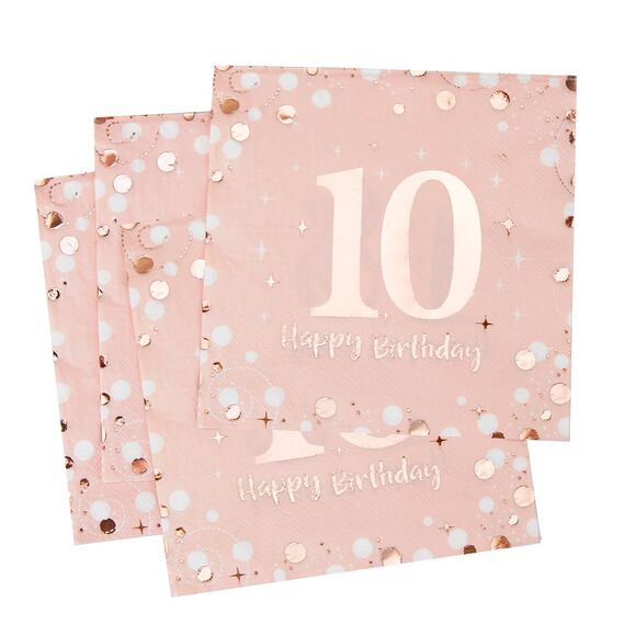 Servietten 10. geburtstag, 30 Stück Rosa Geburtstags Servietten, Happy Birthday 10 Servietten, 3-Lagig Milestone 10 Tischdekoration Papierservietten für mädchen Geburtstag Feiern Party Jubiläum