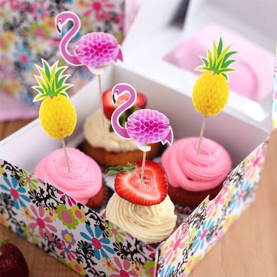 OMIGA 70 Stücke Cocktail Dekoration Drink Dekoration Spieße 3D Flamingo Ananas Papier Palme Geeignet für Partys Geburtstagsbars Getränke Usw (Mehrfarbig)