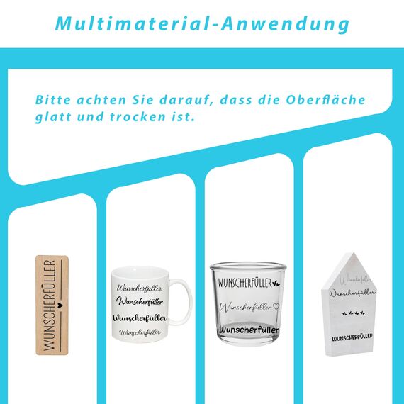 FloraVigo Rub On Sticker ca.A5 19x14cm-Spruch Deko zum Geburtstag, Keraflott, Hochzeit, Zuhause, Wischfolie für Möbel, Glas, Holz, Fotoalbum, DIY Deko, Aufkleberästhetik(4PCS) (Wish fulfillment)
