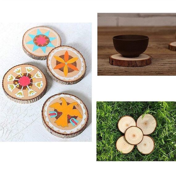Holzscheiben 20 Stücke 7-8cm Baumscheiben mit Rinde Holz Log Scheiben Unvollendete Holzkreise ohne Loch für DIY Holz-Scheiben Hochzeit Mittelstücke Weihnachten Dekoration Kreise Basteln