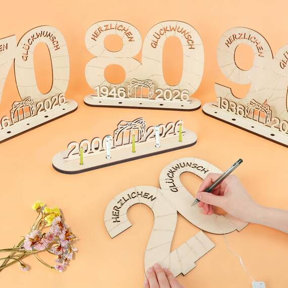 Seutgjie Geschenk 20. Geburtstag Frau Mann 2006-2026, 20 Geburtstag Deko Porzellanhochzeit Holz Schild Gästebuch, Geldgeschenke Geburtstag 20 Geburtstagskarte mit LED Lichterkette Geschenkpapier