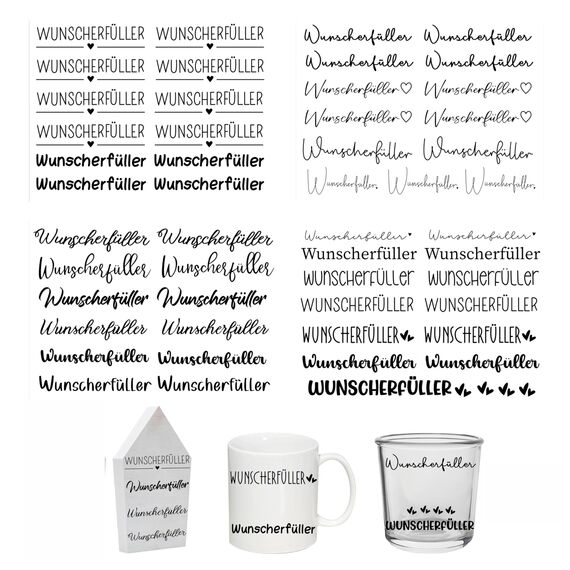 FloraVigo Rub On Sticker ca.A5 19x14cm-Spruch Deko zum Geburtstag, Keraflott, Hochzeit, Zuhause, Wischfolie für Möbel, Glas, Holz, Fotoalbum, DIY Deko, Aufkleberästhetik(4PCS) (Wish fulfillment)