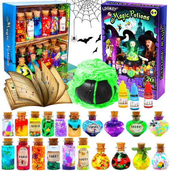 LDomet Zaubertränke Set für Kinder - Mix 20 Feenstaub Trank Flaschen, Halloween Weihnachten Party Dekorationen, kreatives Geschenk Kunst Handwerk Spielzeug für Jungen Mädchen 6 7 8 9 10+
