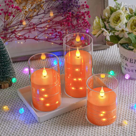 Da by Flammenlose Kerzen, Orange Licht String Kerzen,Batterie Kerzen