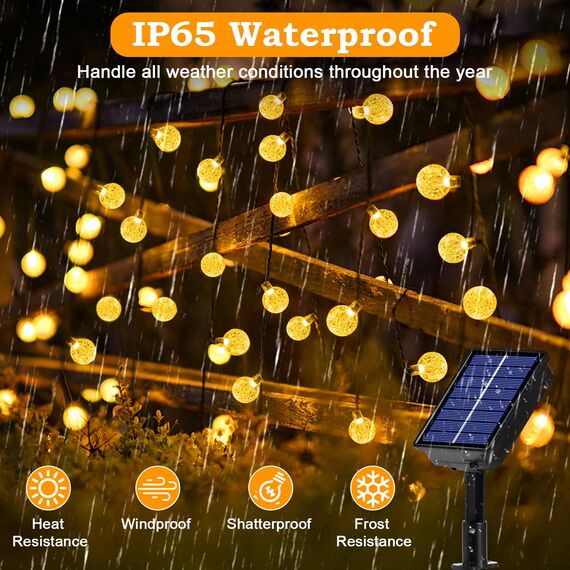 Lichterkette Außen Solar Wetterfest, 30 LED Warmweiß 3M + 5,1M 8 Modi IP65 Solarlichterkette Aussen Wetterfest Solar Lampions für Balkon Deko Terrassen Garten Bäume Weihnachten Hochzeiten Partys