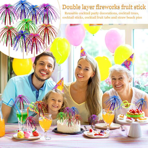 OMIGA Cocktail Deko Cocktailspieße 100 Stück Cocktail Picks Feuerwerk Sticks Eislametta Cocktailspieße für Party Dekorationen Zahnstocher Palme Geburtstagsbars Supplies Mehrfarbig