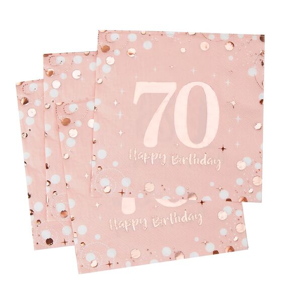 Servietten 70. geburtstag, 30 Stück Rosa Geburtstags Servietten, Happy Birthday 70 Servietten, 3-Lagig Milestone 70 Tischdekoration Papierservietten für Frau Geburtstag Feiern Party Jubiläum