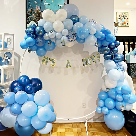 Luftballons Blau 60 Stück 12 zoll, Blaue Ballons Navy Pastell Blau Hellblau Latex Luftballons Metallic Konfetti Ballons Set für Mann Geburtstag Hochzeit Weihnachten Abschluss Party Deko