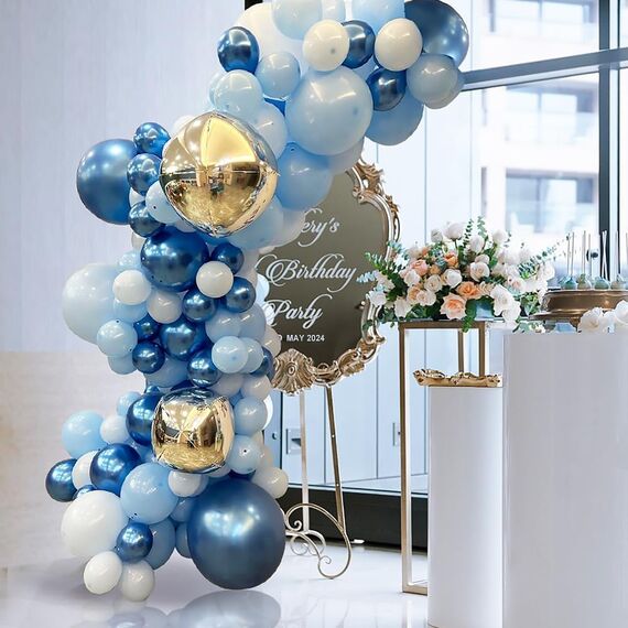 Luftballons Blau 60 Stück 12 zoll, Blaue Ballons Navy Pastell Blau Hellblau Latex Luftballons Metallic Konfetti Ballons Set für Mann Geburtstag Hochzeit Weihnachten Abschluss Party Deko