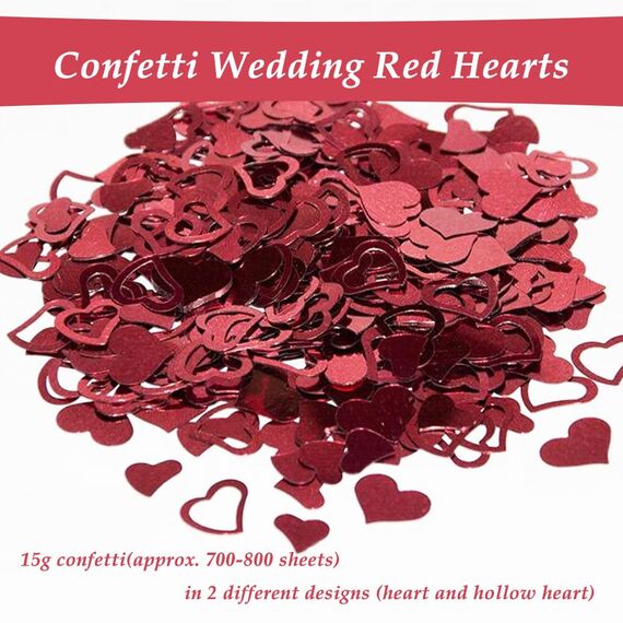 AIVEKE Herz Konfetti Hochzeit - Glitter Rot Konfetti für Geburtstag, Tischdeko, Heiratsantrag, Jahrestag, Valentinstag Dekoration