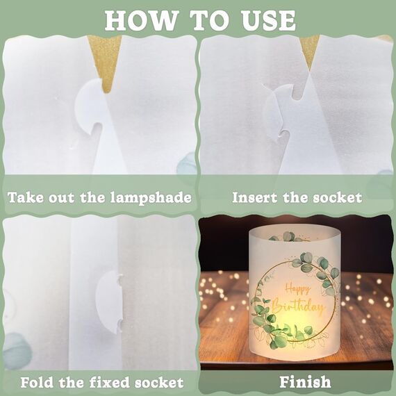 20 Stück Servietten Happy Birthday+ 12 Stück Windlicht Tischdeko Geburtstag + 100 Stück Konfetti Geburtstag Deko Grün, Geburtstagsdeko Frau Mann Mädchen Junge Kinder, Eukalyptus Tisch Deko