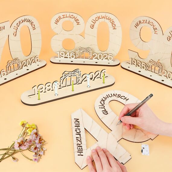 Seutgjie Originelle Geschenk 40 Geburtstag Frauen Männer 1986-2026, Deko 40 Jahre Geburtstag Jubiläum Rubinhochzeit, Geldgeschenke Geburtstag 40 Holz Schild mit LED Lichterkette Geschenkpapier