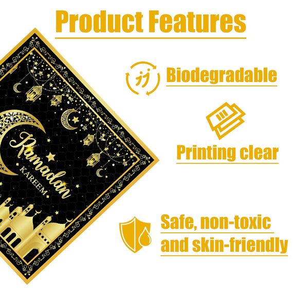 Ramadan servietten schwarz gold, 40 Stück ramadan deko gold schwarze servietten, ramadan tischdeko, ramadan mubarak,Geeignet für Ramadan-Partys