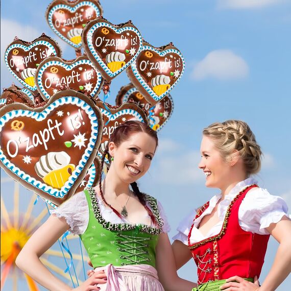 iZoeL XXL Oktoberfest deko 20 Stück,O' Zapft is'' Herz Folienballons im Lebkuchenherzen Design Oktoberfest Bayrische Deko Oktoberfestparty